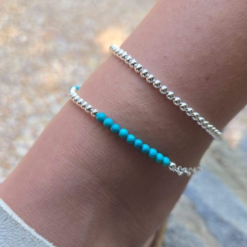 stacked sterling silver and turquoise 2mm bead anklet set w extender outdoor set 6a1e6f1b 6a1a 44ff 8d2b c2fc8ab6ccd3