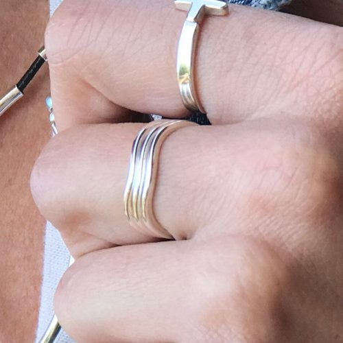 stacked wave rings set