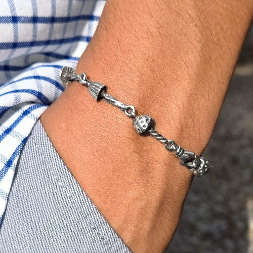 sterling silver mushroom men s bracelet blue