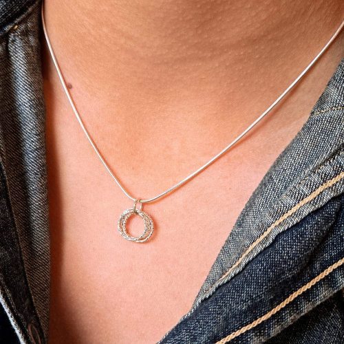 sterling silver quad circle adjustable length necklace denim