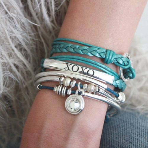 xoxo engraved bracelet april clear crystal birthstone charm love bracelet